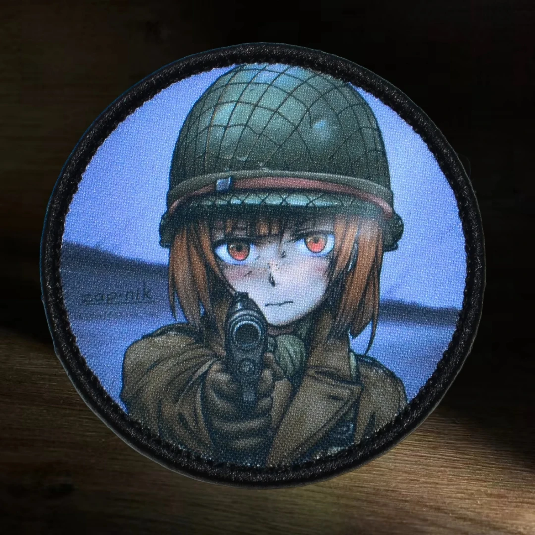 Manga US Morale Badge Patch Military Armband Airsoft Patches Tactical Girl Backpack Decoration Printed Sticker and Nylon Buckles