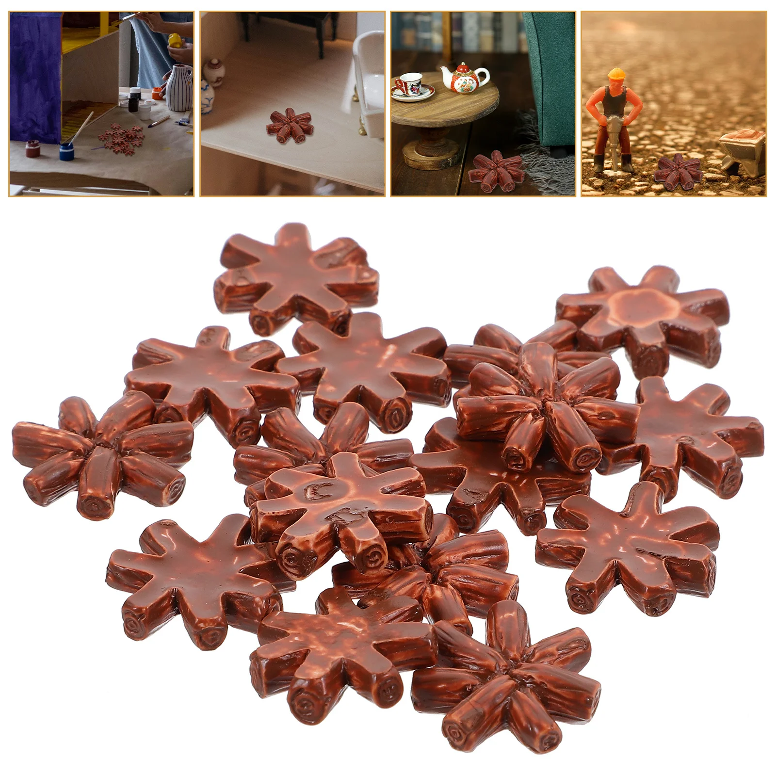 ชุดไม้ฟืนจิ๋ว 20 ชิ้น สำหรับตกแต่งฉากบ้าน งานฝีมือเรซิ่น ของตกแต่งบ้าน ชุดเล่นไม้ฟืนจิ๋ว อุปกรณ์ตกแต่งบ้าน