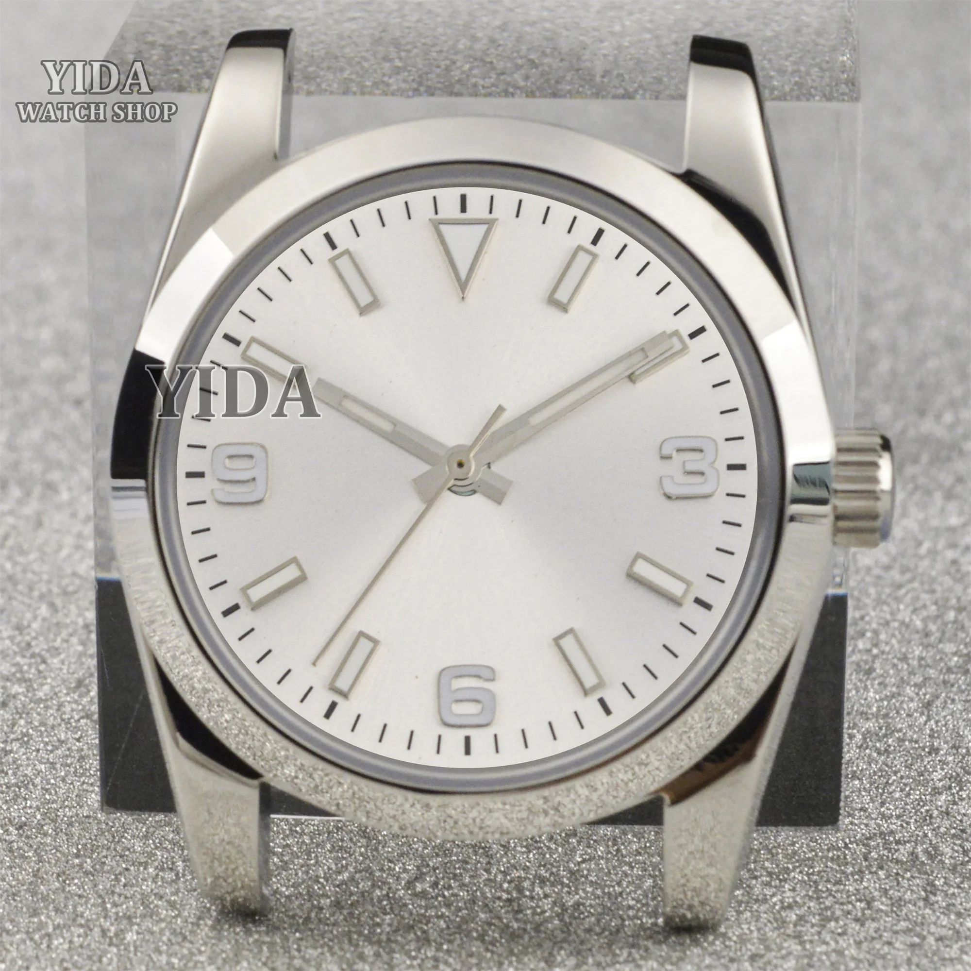 Caja NH35 de 36/39mm, manecillas luminosas, piezas de reloj de cristal de zafiro de acero inoxidable para reemplazo de movimiento automático Datejust NH35