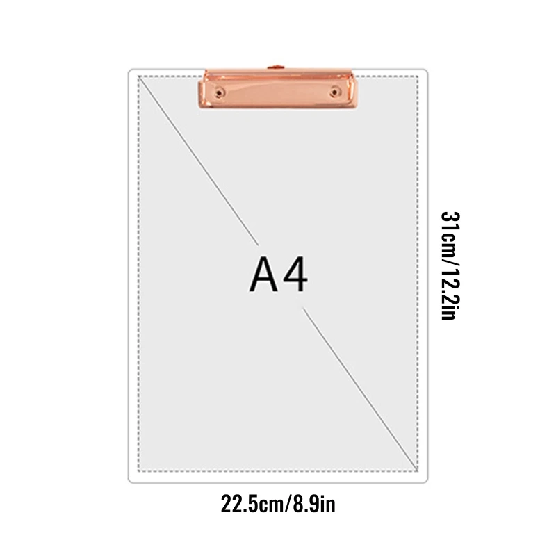 A4 acrílico clipboard transparente clipboard arquivo titular baixo perfil clipe detém 30 folhas material de escritório para mulher