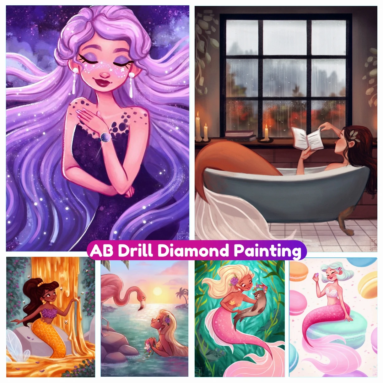 

Mermaid AB Diamond Painting Embroidery Galaxy Girl Cross Stitch Kit 5D DIY Full Drill New Mosaic Handmade Craft Upholstery