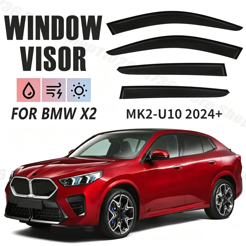 Window Visors For BMW X2 MK2-U10 2024+ Side Window Rain Guard Wind Deflector Weathershield Vent Visor for Car Windows