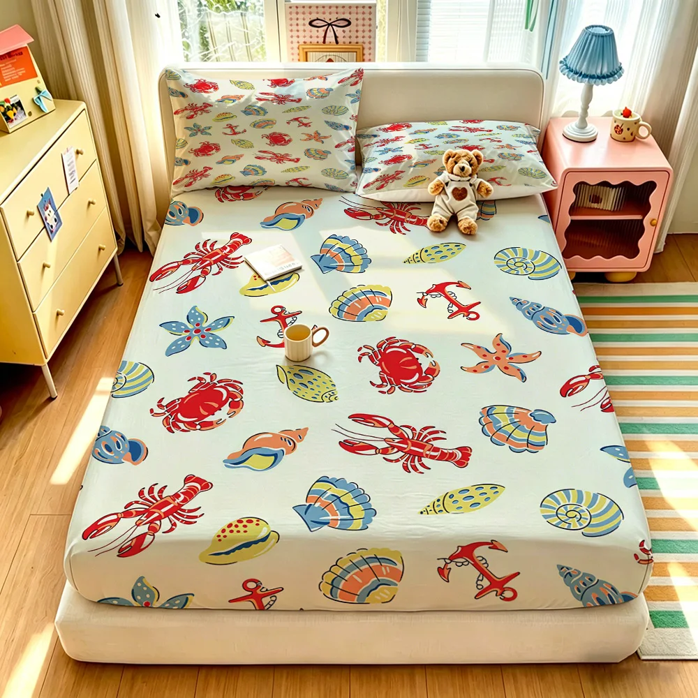 3pcs(1 duvet cover + 2 pillowcases, coreless)with a marine life pattern and available in multiple sizes