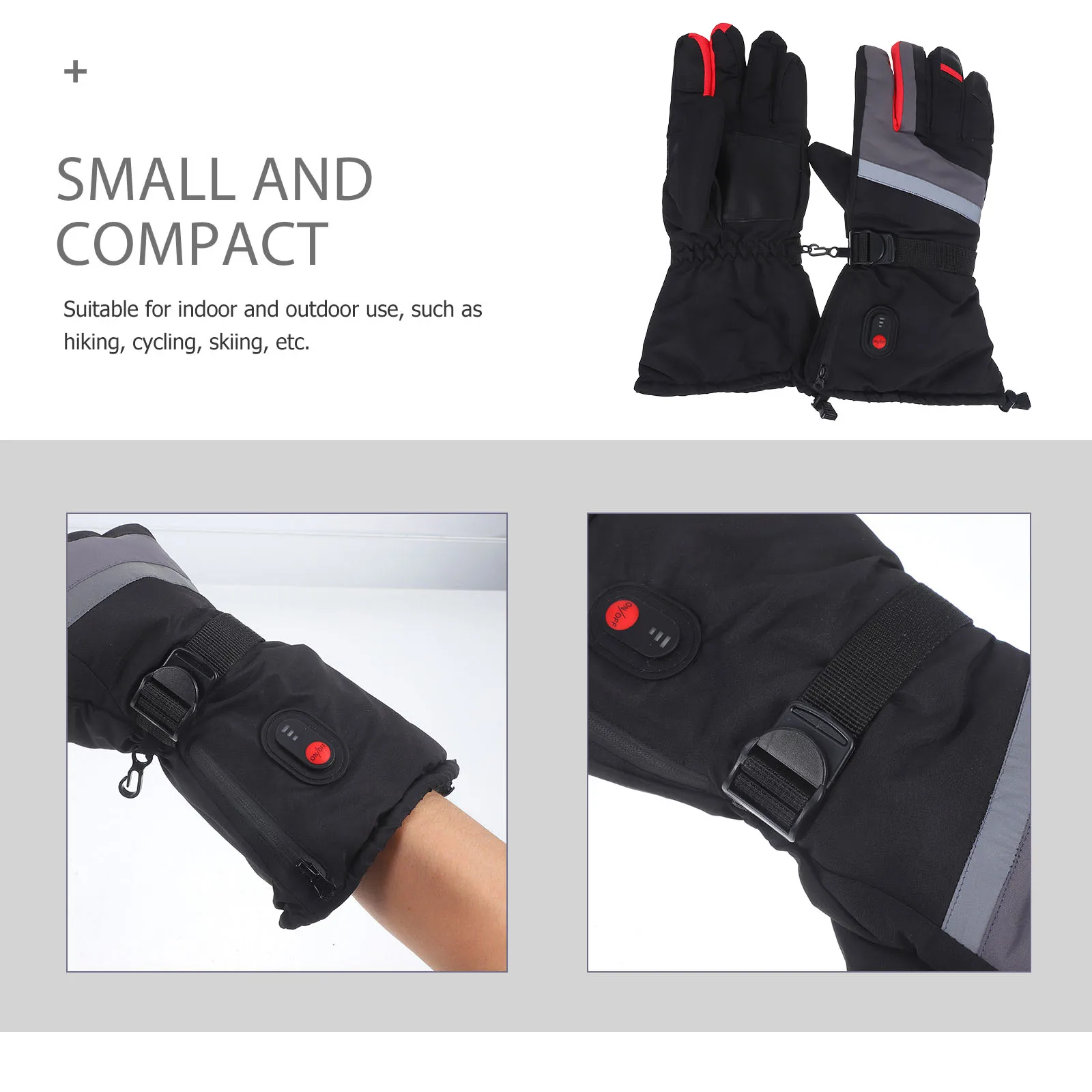 

Gloves Electric Ski Thermal Proof Mitten Black Hand Warmer Windproof Work