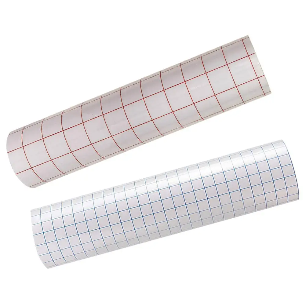 2Pcs Self Adhesive PVC Positioning Film Blue Red Grid Transfer Tape DIY Vinyl Transfer Sticker Application Tape for Signs