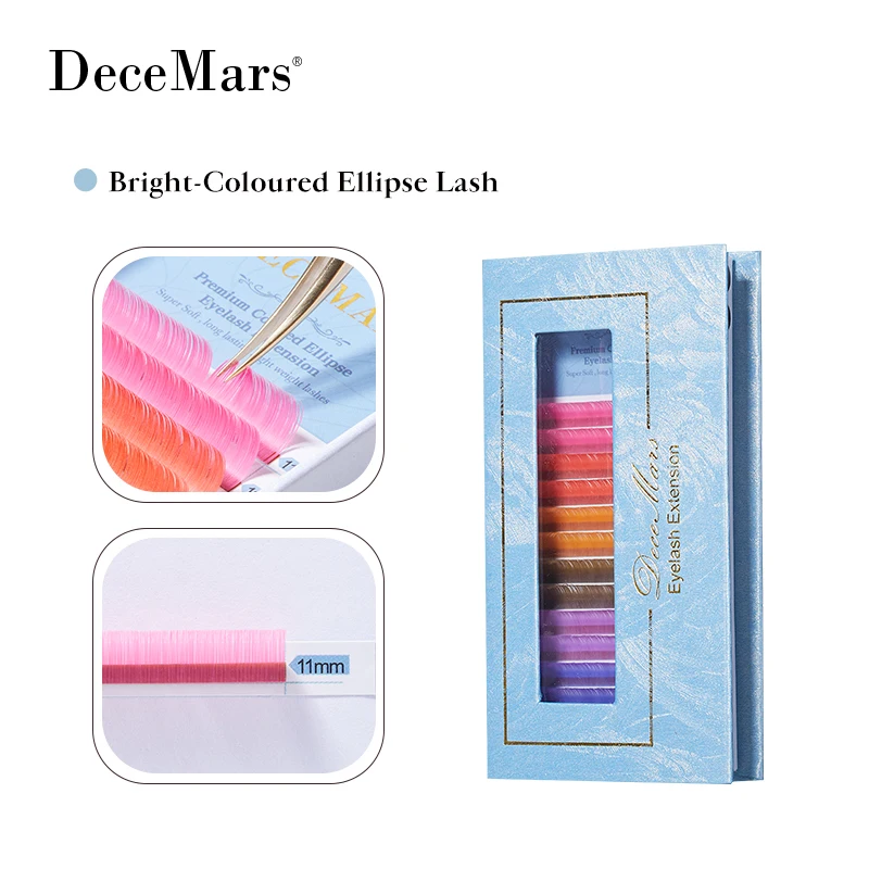 DeceMars  Bright Colored Ellipse Flat  Eyelash Extension Mix Color