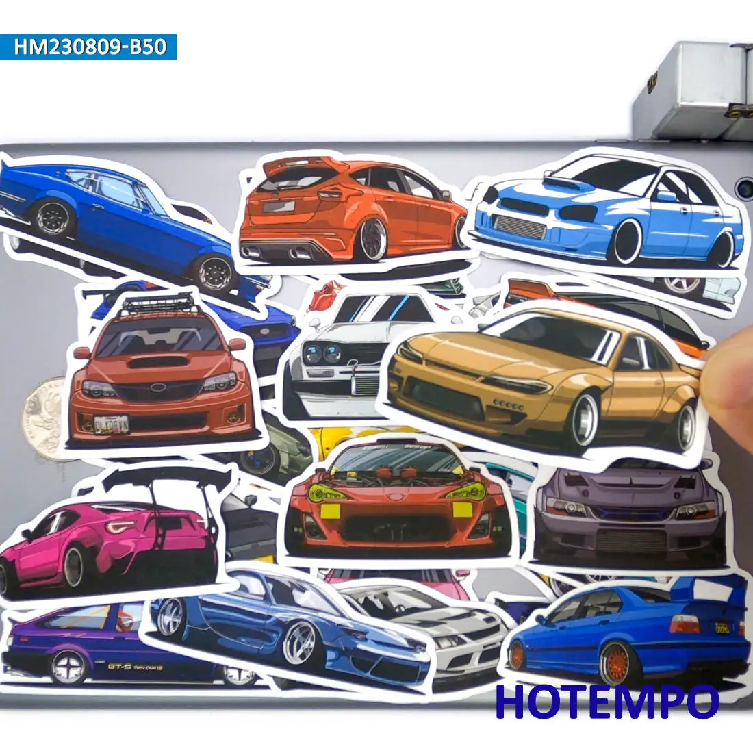 20/30/50PCS Mixed Sports Car Stickers Cartoon Style Funny Decals for Kids Scrapbook Motorcycle Laptop Phone Luggage Bike Sticker