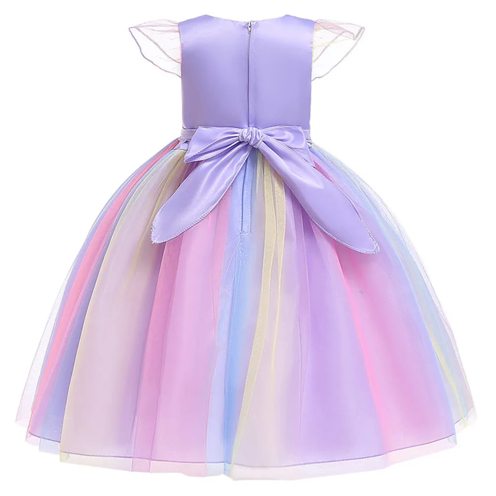 

Girls Unicorn Tutu Dress Purple 120cm Elegant Long Summer Birthday Party Cosplay Dancing Outfit Kids Unicorn Outfit