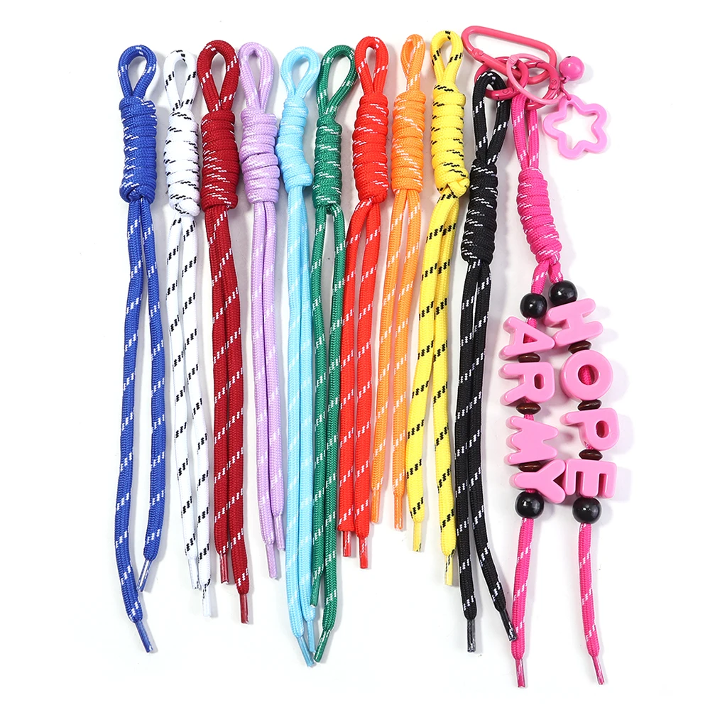 5pcs/lot Colorful Braided Lanyard Keychain Anti-Lost Knot Nylon Rope For DIY Handmade Keyring Bag Decoration Accessories