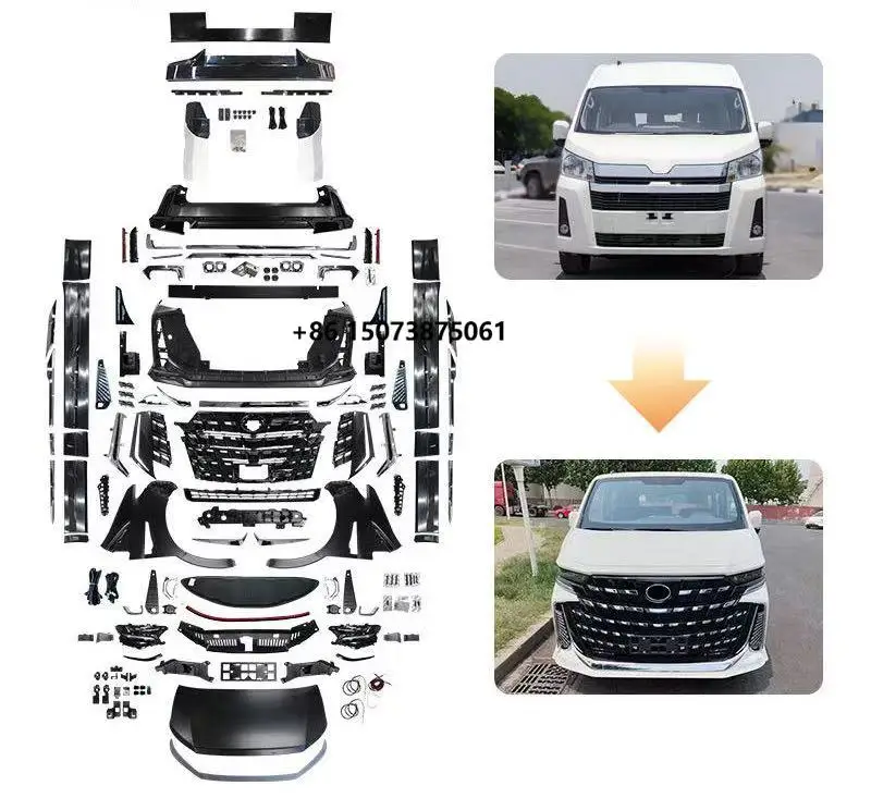 New Luxury Bodykit for Hiace 300 2019-2023 Upgrade to 40AF Front/Rear Bumper Grill Fender Convert Kit with Tow Hook and Clips
