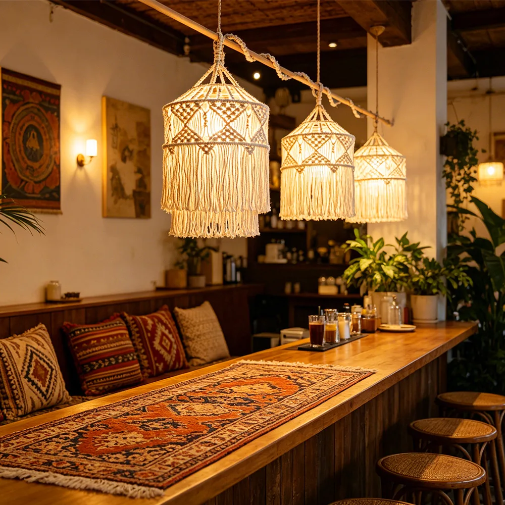 New homestay decoration lampshade tapestry, hand-woven home chandelier decoration