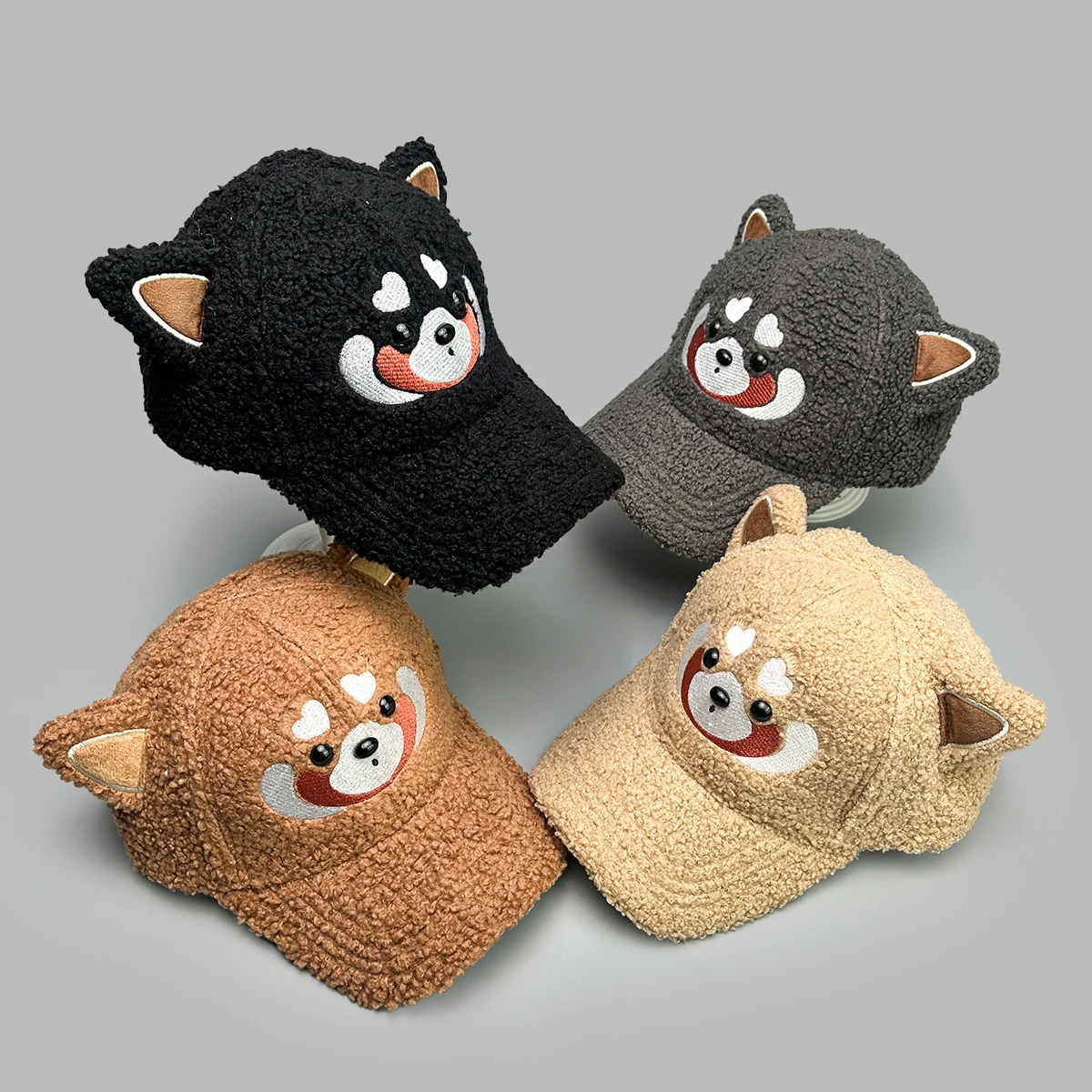 

Korean Cute Koala Ears Embroidery Plaid Baseball Hats New Women Sunshade Outdoor Warm Versatile Cartoon Fashion ins Peaked Caps
