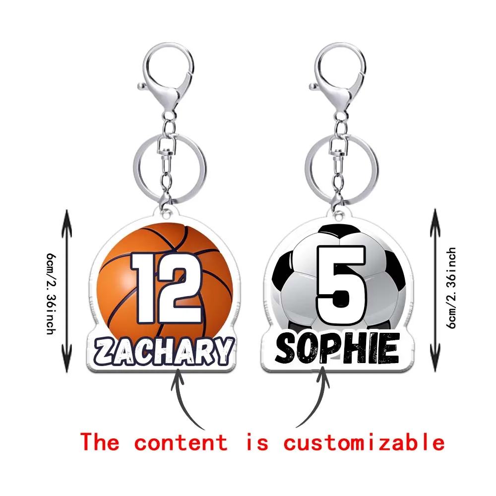 Customized Text Basketball and Football Keychains, Customized Keychain Accessories for Fans, Schools, and Clubs