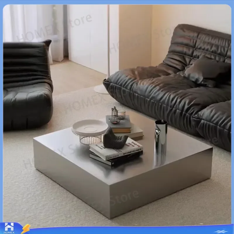 Square Industrial Coffee Table Stainless Steel Luxury Side Table Living Room Decoration Tea Tables Unique Premium Home