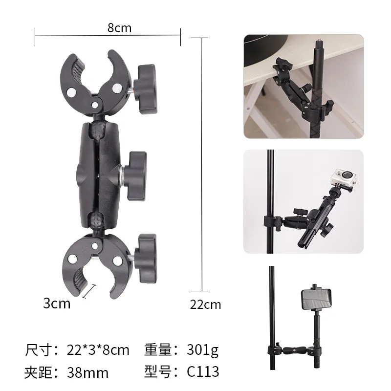 Camera Dubbele Clip Krab Klem voor GoPro Motor Fietsstuur Clip Beugel voor Insta360 Een X2 X3 Sport Camera Accessoire