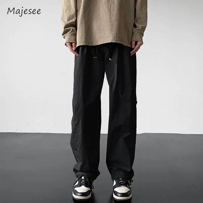 

Брюки мужские повседневные свободные шикарные прямые брюки High Street в европейском стиле повседневная универсальная уличная одежда молодежная полная длина для колледжа