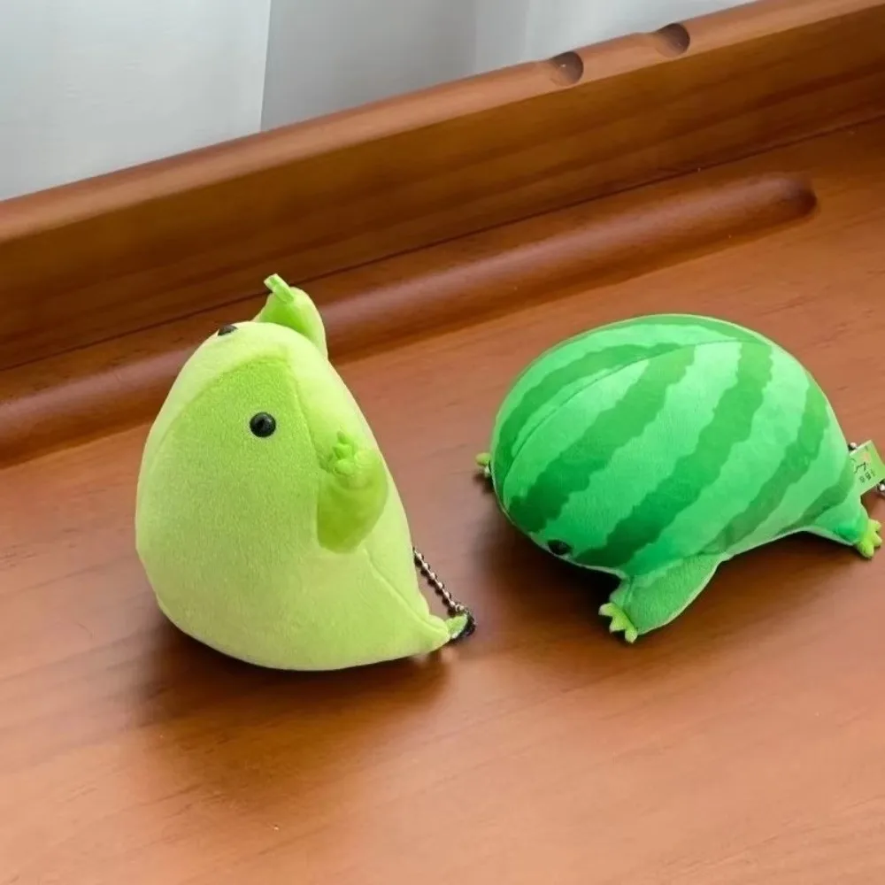 Kawaii Cartoon Anime Green Frog Plush Keychain Decompress Animals Fluffy Frog Figurine Soft Frog Plushie Pendant Cute Ornaments