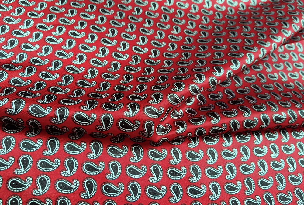 1 Meter x 1,48 Meter ethnischer Paisley-Stoff für Schal, Hut, DIY, seidiger Satinstoff – Detail 14