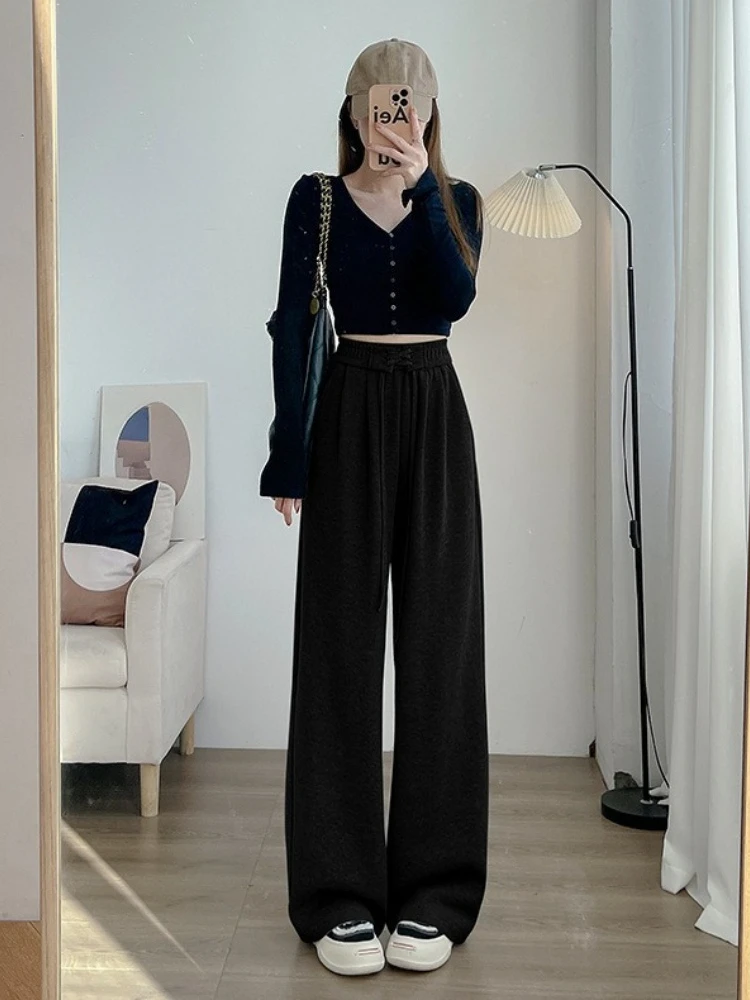 

Purple Sweatpants Women Loose Casual Vintage Straight Wide Leg Pants Spring Fall Athleisure