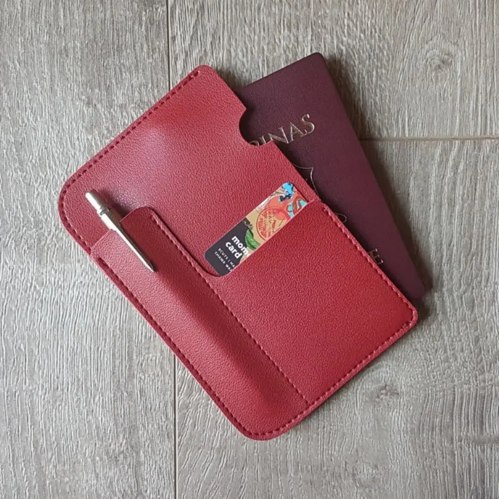 กระเป๋าใส่พาสปอร์ตแบบมีช่องใส่บัตรหลายช่อง หนัง PU บางเฉียบ พกพาสะดวก สีพื้น ใส่บัตรได้หลายใบ