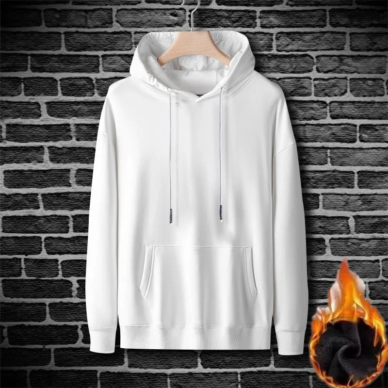 سترة Thiened Fce Long Sve بغطاء للرأس للرجال كاجوال دافئة ومضادة للبرد كبيرة الحجم مع قلنسوة لملابس الخريف والشتاء