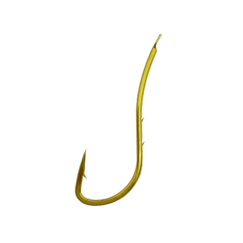 

500 Pcs/lot Streamline Fishhook Golden Barb Long Handle Fish Hook Worm Bait Perch Jig Head Peche Fishing Goods Accessories Pesca