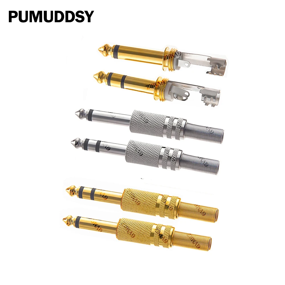 2PCS 6.5mm/6.35mm Stereo Metal Microphone jack plug-in Audio Connector 6.35 Mono Amplifier Plug for KTV 6.35mm 6.5mm 2Pole
