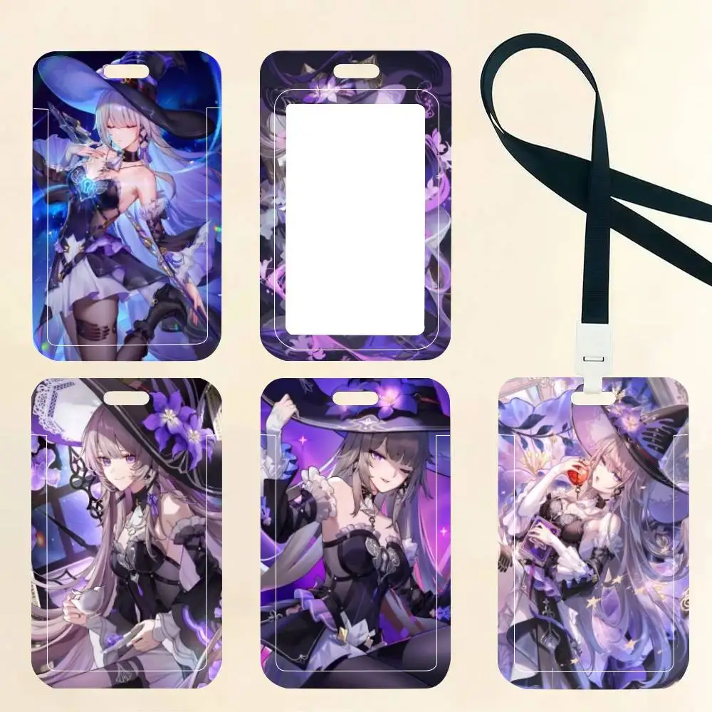 The Herta Honkai Star Rail Game ID Card Holder Neck Strap Pendant Door Badge Holder Lanyards Keychain Work Credential Case Gift