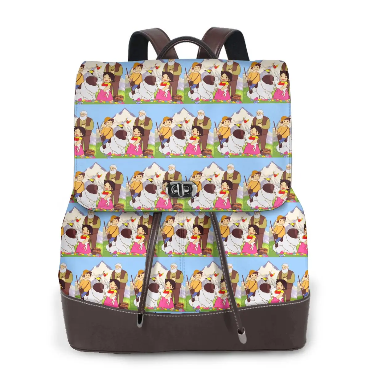Heidi Peter And Grandpa Family Alps Mountain Anime Bookbag School Student Bags Hiking Travel Daypack for Women Derma Backpack