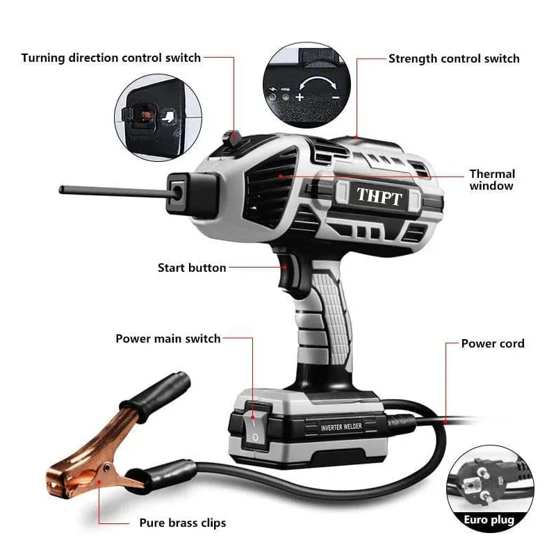 THPT 4600W Handheld Arc Welding Machine Portable Electric Welding Gun Machine