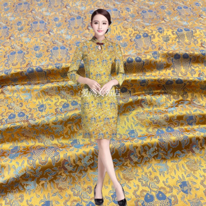 

Жаккардовая парчовая ткань в этническом стиле для платьев, ветровки, жилетов, одежды Hanfu, сделай сам, шитье на дворе, тканевый материал