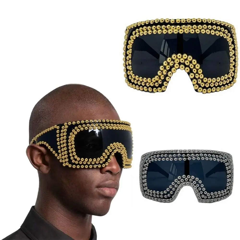 

Luxury Retro Goggle Punk Oversized Sunglasses One-piece Rivet Eyewear Unisex