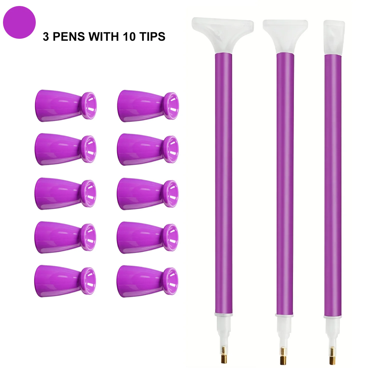 10 Silicone Tips & 3 Pens Diamond Painting Pen Set, Wax-Free No Electricity Essential Diamond Art Tool Accessory for DIY Crafts