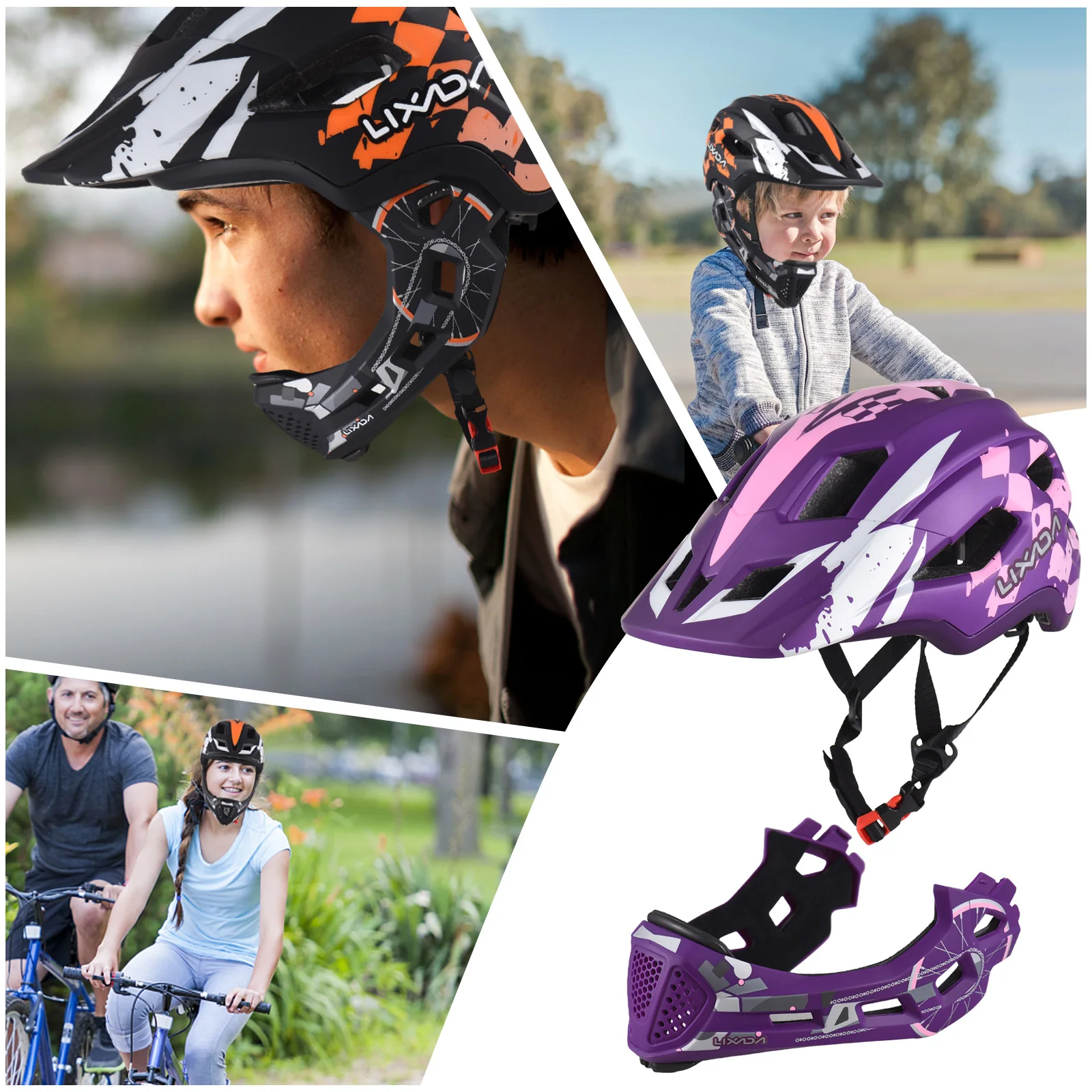 Kids Cycle Helmet Detachable Full Face Helmet Adjustable Cycle Helmet for for Children Cycle