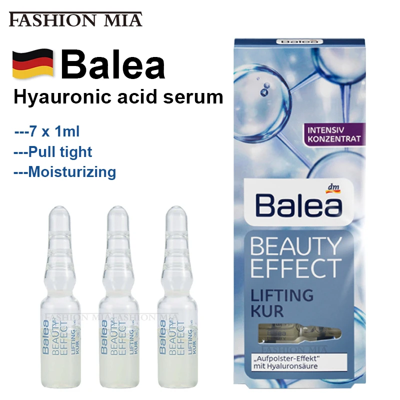 7 x 1ml Germany Balea Hyaluronic Acid Lift Booster Ampoule Serum Moisturise Shrink pores Rejuvenate Facial Essence Skin care