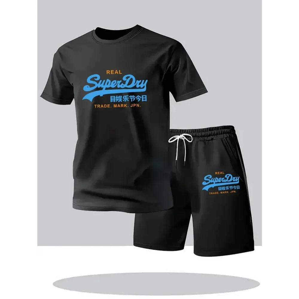 Men Sets 2026 Summer Men Clothing Casual Tshirt +Short Two-piece Oversize Men's Short Sleeve Breathable Sports Suit 2-piece Set