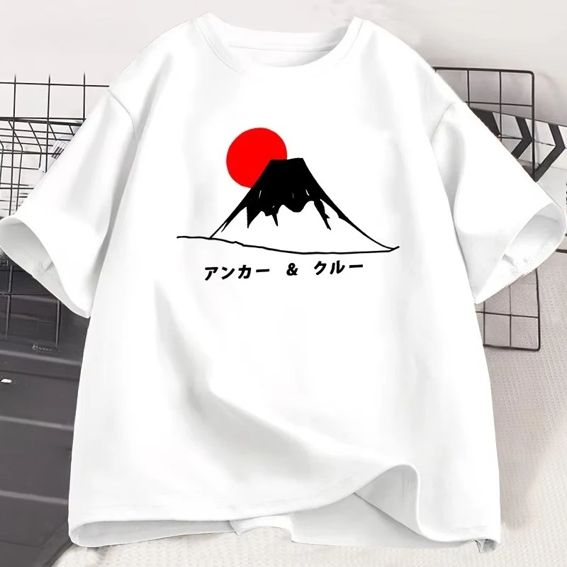 Mount Fuji Sun Set T-shirt Men Women Japanese Style  Short Sleeve Tshirt High Quality Tshirt Short-Sleeved Comfortable Tee
