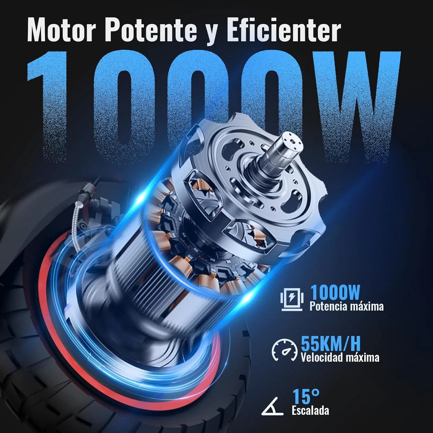 All-TerrainMexico Warehouse T4B-N Adult Folding Scooter 1000W 10 Inch Aluminum Alloy Long Range Front Rear Shock Absorber Front