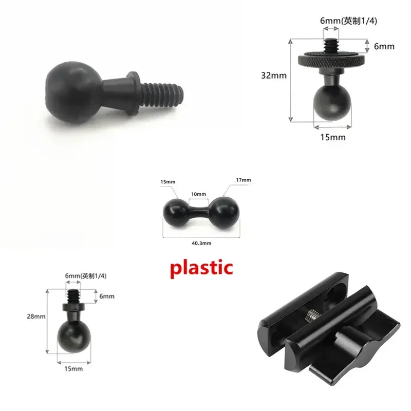 Dual Ball Mount Holder 15mm to 15mm Adapter Double Socket Arm Clamp Joint Connecting Rod 1/4\