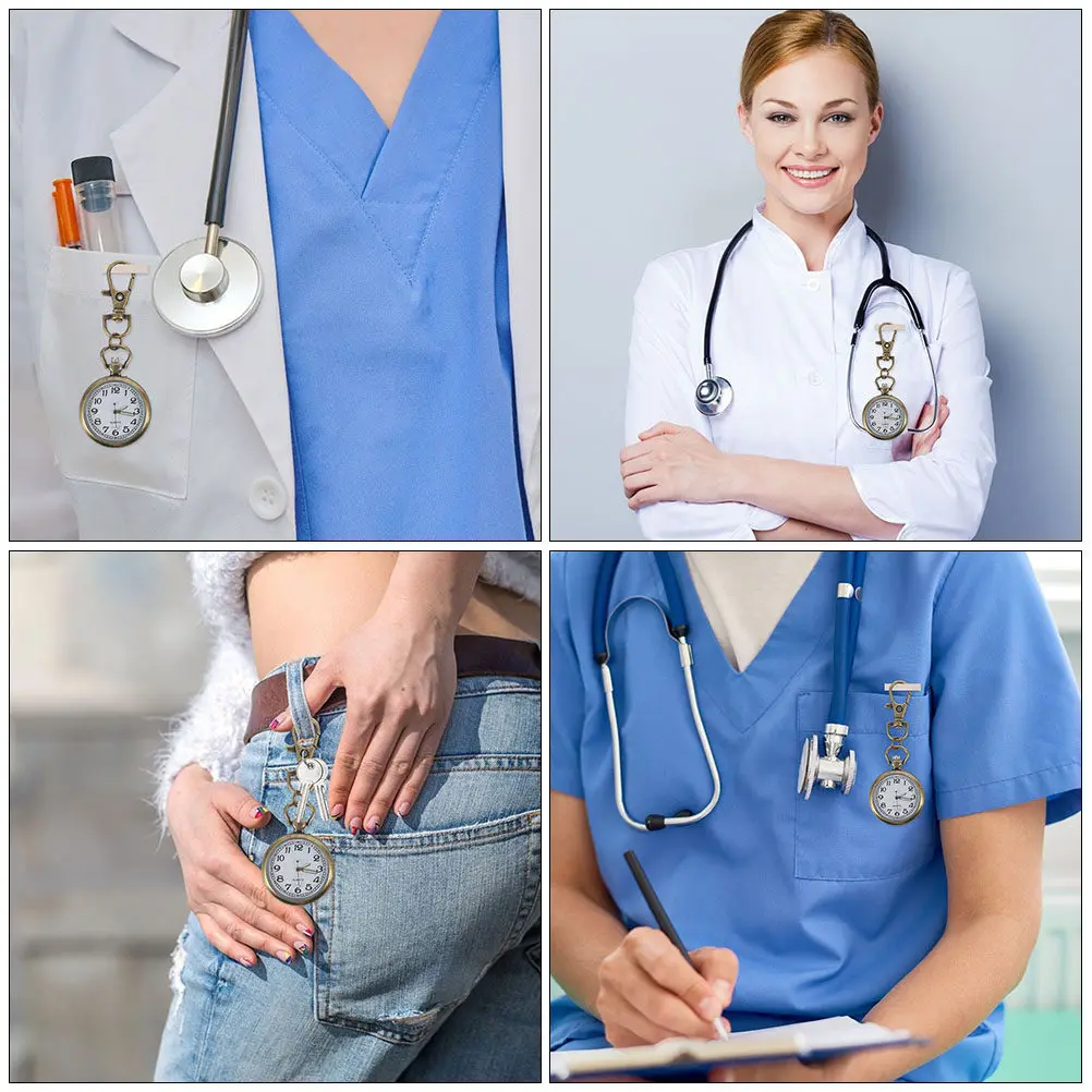 

Элегантные часы-брелок для пожилых людей с крупными цифрами, карманные часы в стиле медсестры, легкие, портативные, с застежкой-пряжкой, для врачей