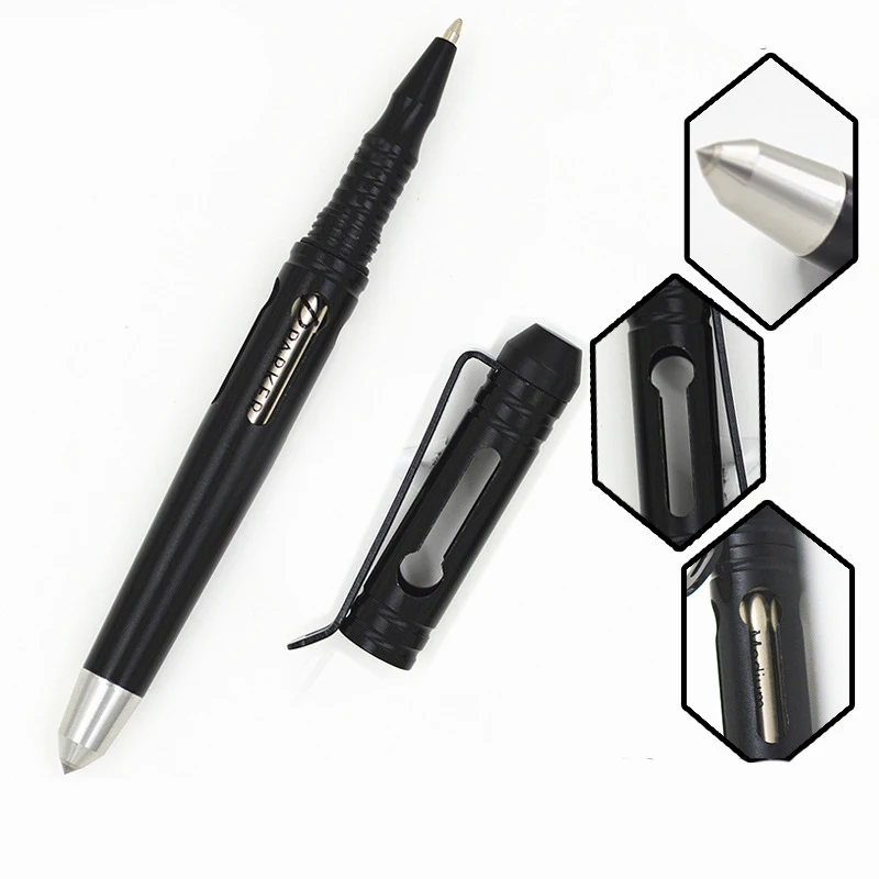 Outdoor Portable EDC Metal Tungsten Steel Self-defense Tactical Pen, Car Emergency Window Breaking Tool