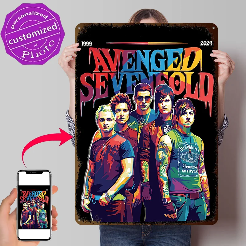 Avenged Sevenfold Band 3D Texture Printed Poster Custom Vintage Metal Tin Plate Sign for Wall Art Coffee Bar Accessories Decor