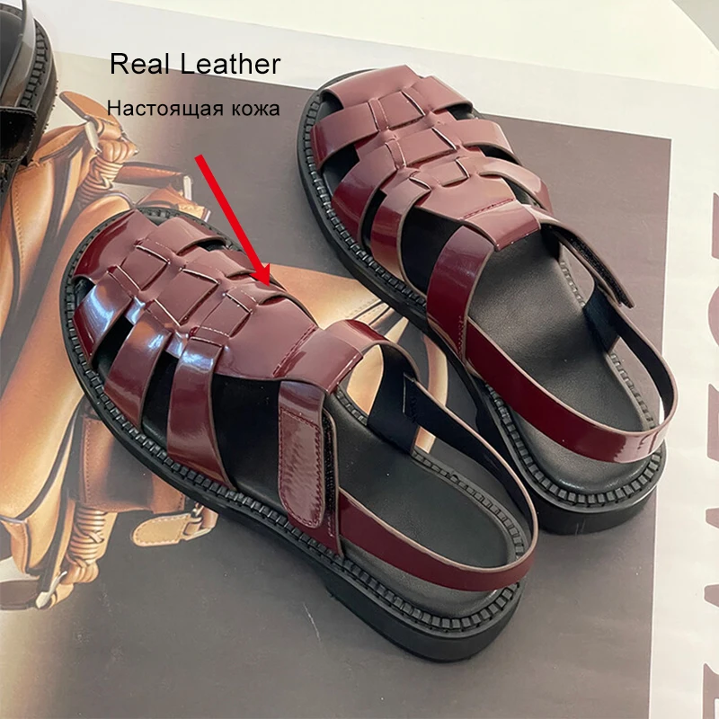 JOZHAMTA Size 33-43 Women Gladiator Sandals Real Leather T-Straps Chunky Low Heels Summer Shoes Ins 2025 Vintage Office Dress