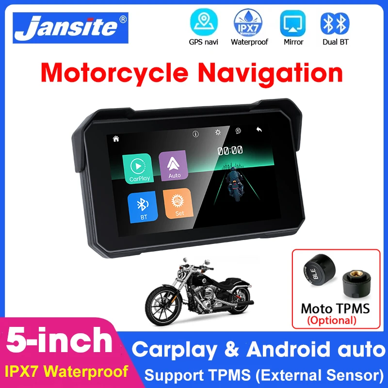 

Jansite портативный 5-дюймовый мотоцикл Carplay GPS мотоциклетный навигатор Android авто мультимедиа мото приборная панель IPX7 водонепроницаемый монитор