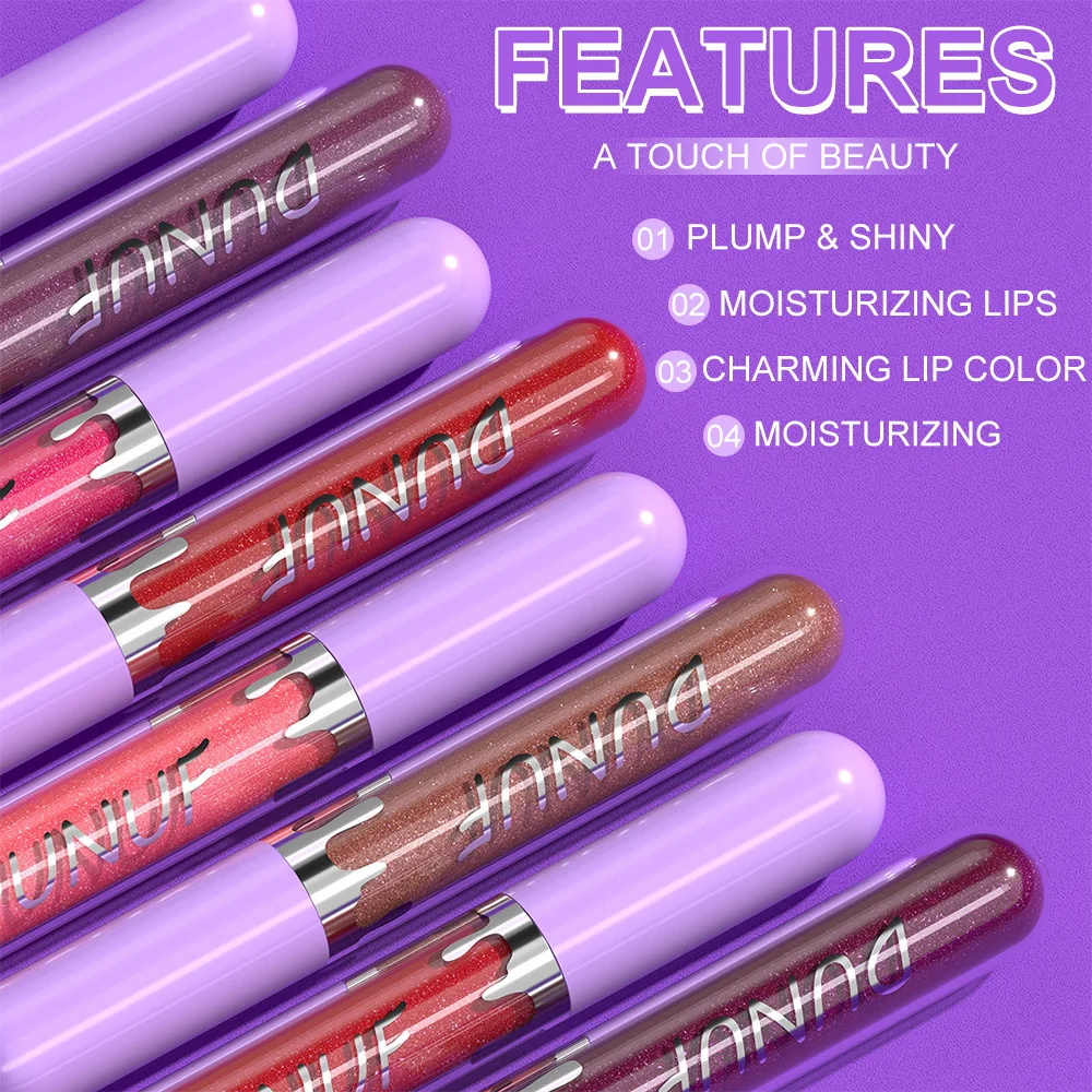 5 Colors Hydration Gift Box Mirror Lip Gloss Set Non-Sticky Cup Nourishing Moisturizing Color Developing Lip Glaze
