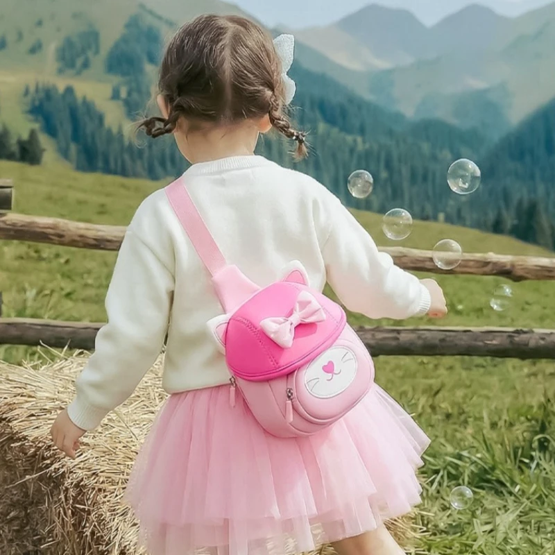 

Pink Chest Bags for Girls Boys Cute Cat Waist Bag Mini Crossbody Bags Lightweight Travel Shoulder Purse for Kids bolsa infantil