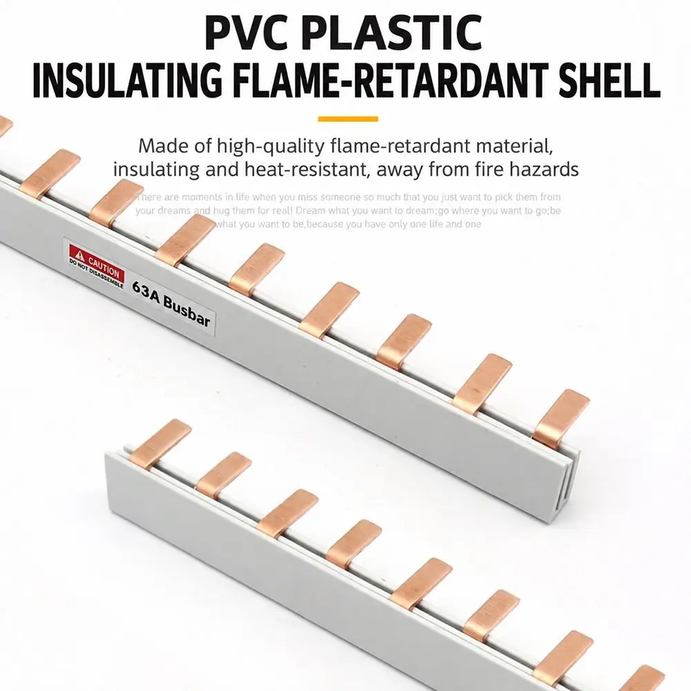 1Pcs 63A MCB Busbar 4-12 Way 1/2/3Pole Circuit Breaker Busbar Red Copper 18/36mm Phase Spacing Pin Type Busbar