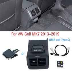 Car Rear A/C Air Conditioner Outlet Clip Tab Pick Air Conditioning Vents Frame Armrest Type C USB For VW Golf 7 MK7 2013-2019