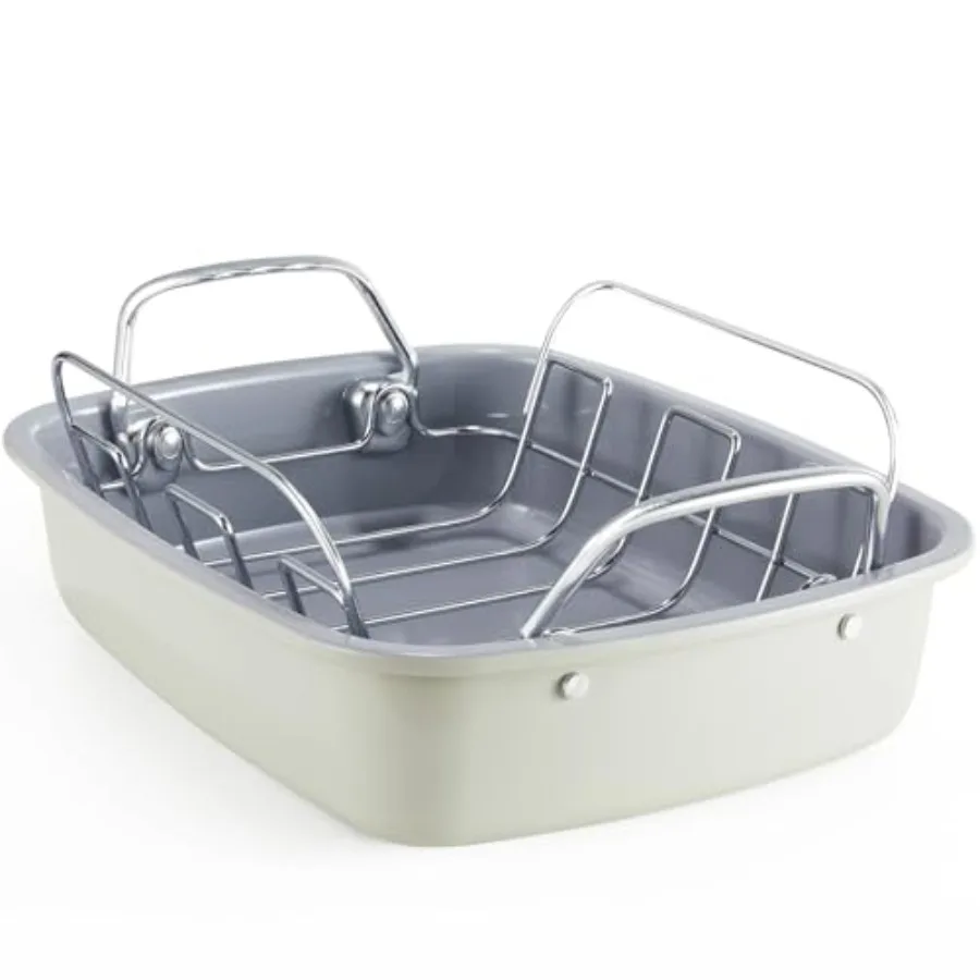 

Lar Roasting Pan wit Rack - 25 L Nonstick Turkey Roaster Pan for Oven - eavy Duty Caron Steel Roasting Pan wit Wider andles for