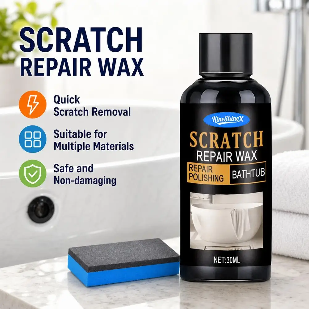 Bathroom Sink Scratch Repair Wax with Sponge Ceramic Acrylic Tub Polishing Paste Remove Light Scratches Restore Gloss